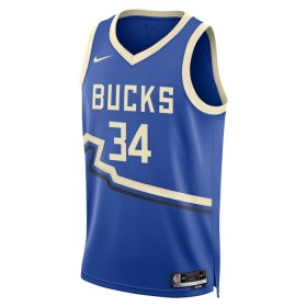 Camiseta Hombre NBA Milwaukee Bucks Giannis Antetokounmpo 2024-25 Nike City Edition Azul Swingman